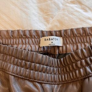 Babaton Beige Leather Trousers
